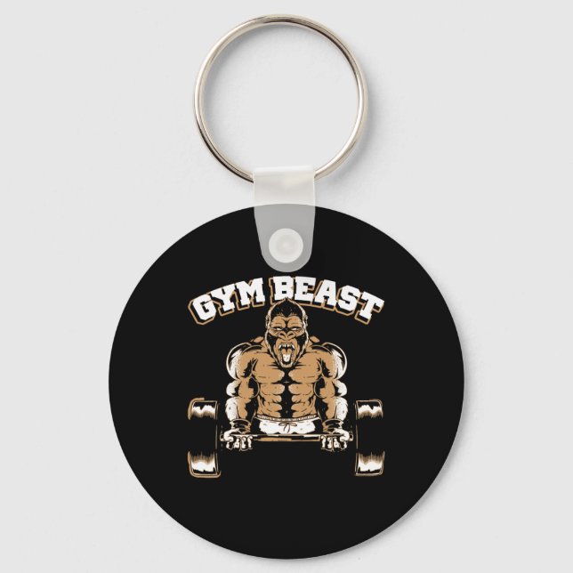 Gym Beast Gorilla Weightlifting Bodybuilding Worko Nyckelring (Framsida)