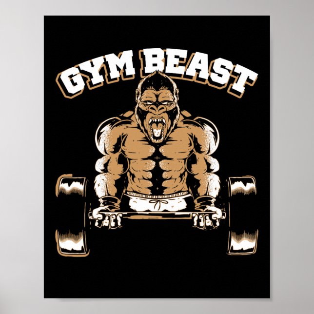 Gym Beast Gorilla Weightlifting Bodybuilding Worko Poster (Framsidan)