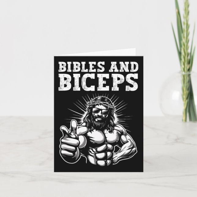 Gym Bodybuilding Fitness Humor Bibles and Biceps J Kort (Framsida)