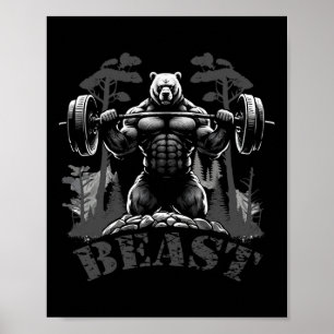Gym Bodybuilding Fitness Träning Beast Björn Med D Poster