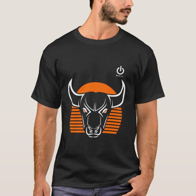 Gym Bull Head Orange Gym Bodybuilding Fitness Trai T Shirt (Framsida)