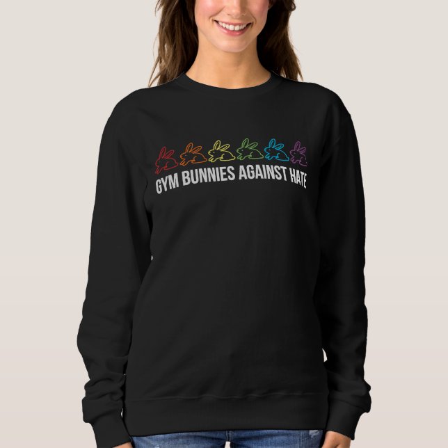 Gym Bunnies Against Hate  Gay Workout Fitness  LGB T Shirt (Framsida)