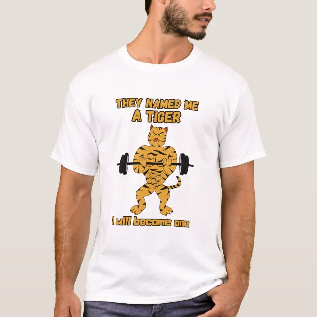 Gym Cat. Motivational Funny Cat T Shirt (Framsida)