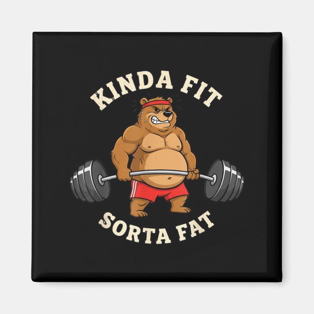 Gym Dad Bod Werlifting Bear Weightlifting Men  Magnet (Framsidan)