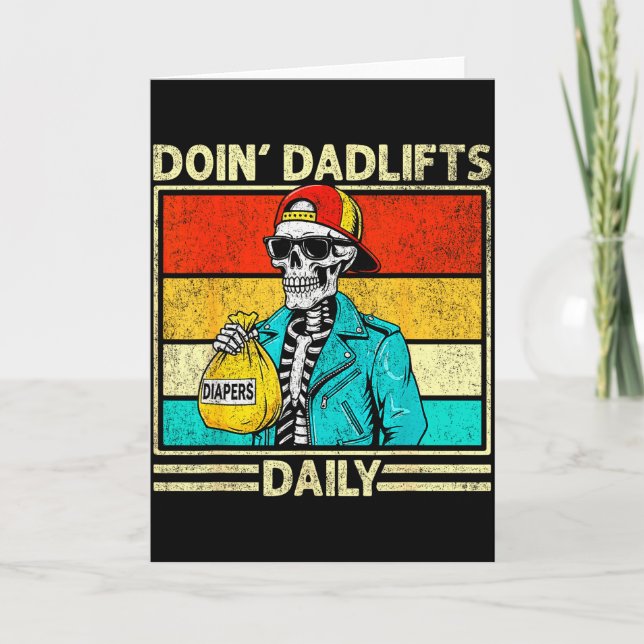 Gym Dad Doin' Dadlifts Daily Men Fathers Day Funny Kort (Framsida)