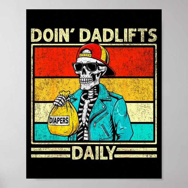 Gym Dad Doin' Dadlifts Daily Men Fathers Day Funny Poster (Framsidan)