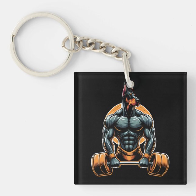 GYM doberman hund bodybuilding der powerlifter (Framsidan)