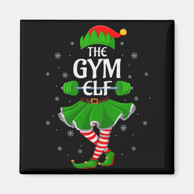 Gym Elf Christmas Family Workout Girls Women Elf S Magnet (Framsidan)