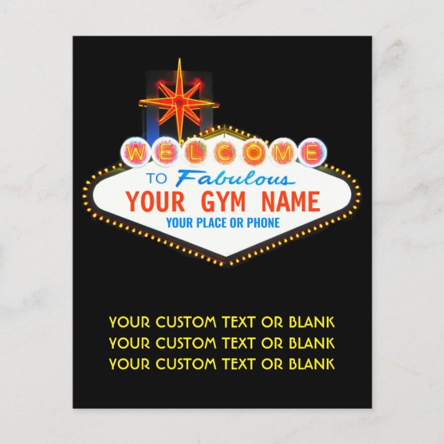 Gym eller Fitness Klubb Owner Berömd Fabulous Neon Flygblad (Framsidan)