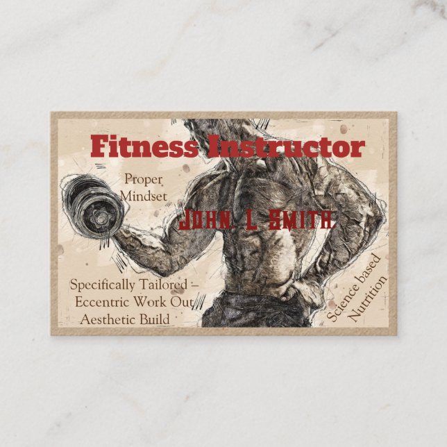 Gym Fitness Instructor Premium Kraft Visitkort (Framsida)