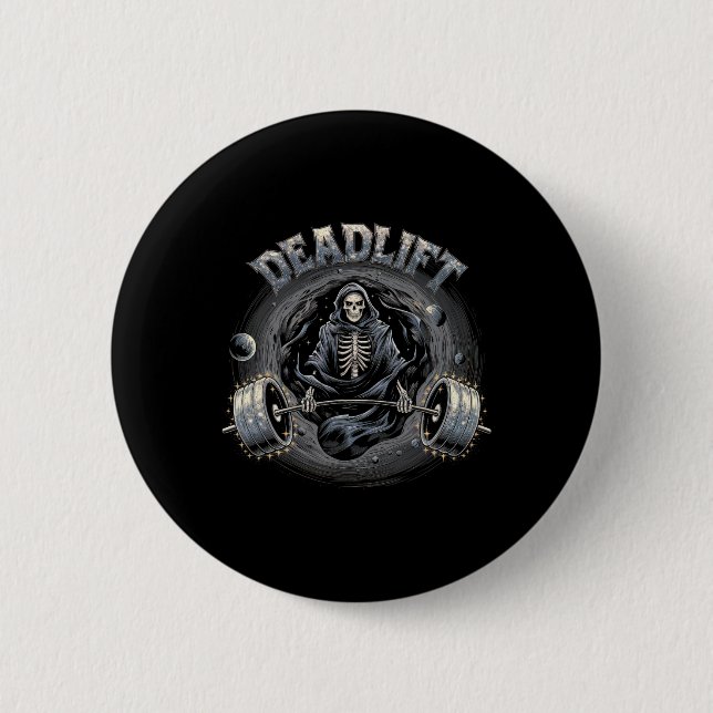 Gym för deadlift Skeleton Gift Fitness Goth Tarot  Knapp (Framsida)