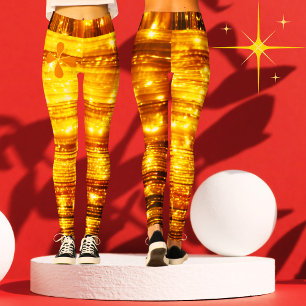 Gym för Modern Guld Shiny Gnistra Glitter Chic Kvi Leggings