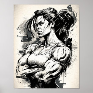 Gym Girl Motivational Muscle, vackra Woman Poster