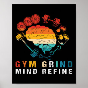 Gym Grind Mind Förfinad Bodybuilding Retro Gym Rat Poster