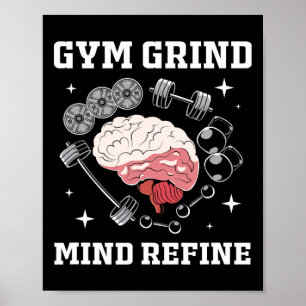 Gym Grind Mind Förfinad Bodybuilding Rolig Gymrått Poster