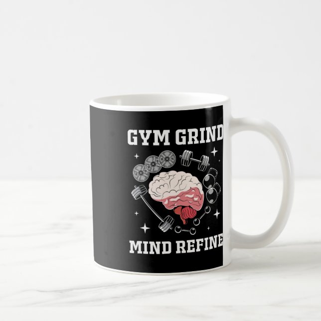 Gym Grind Mind Refined Bodybuilding Funny Gym Rat  Kaffemugg (Höger)