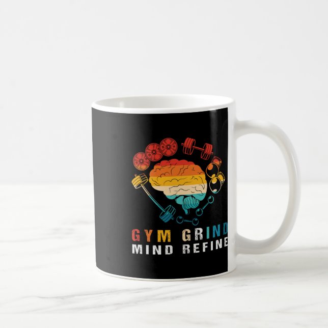Gym Grind Mind Refined Bodybuilding Retro Gym Rat  Kaffemugg (Höger)