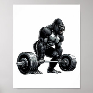 Gym Grupp Fitness Trupp Gorilla Tyngdlyftning Trän Poster