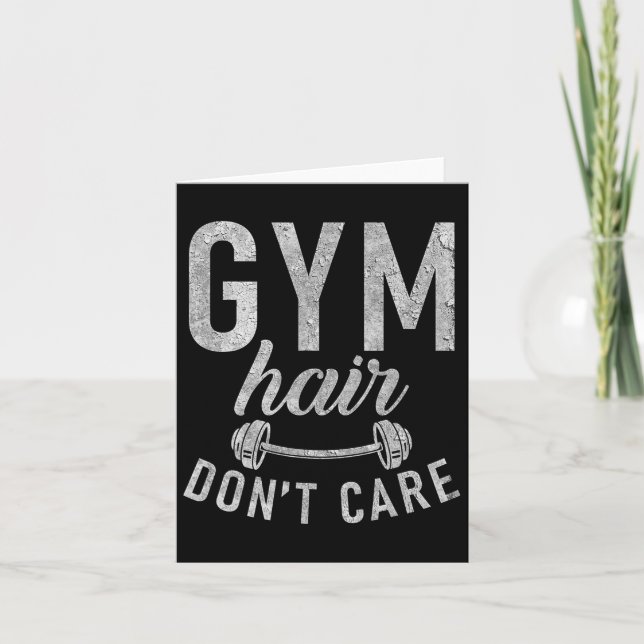 Gym Hair Dont Care Funny Workout Bodybuilding Kort (Framsida)