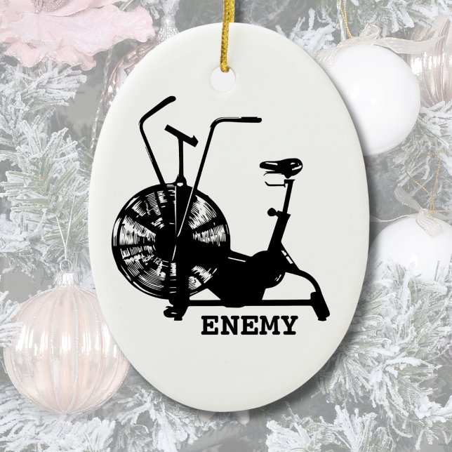 Gym Humor Black White Funny Workout Julgransprydnad Keramik (Funny Exercise Workout Fitness Air Bike Enemy Ceramic Ornament )