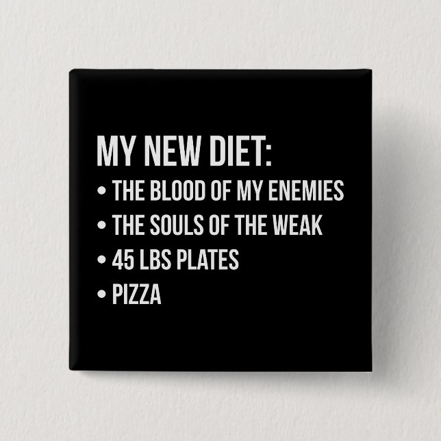 Gym Humor - Diet - Blood, Souls, Pizza - Funny Knapp (Framsida)