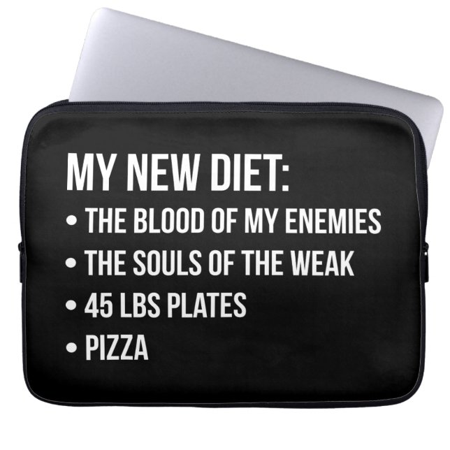 Gym Humor - Diet - Blood, Souls, Pizza - Funny Laptop Fodral (Framsidan)
