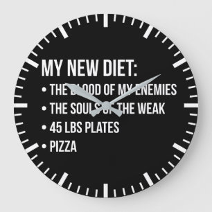 Gym Humor - Diet - Blood, Souls, Pizza - Funny Stor Klocka