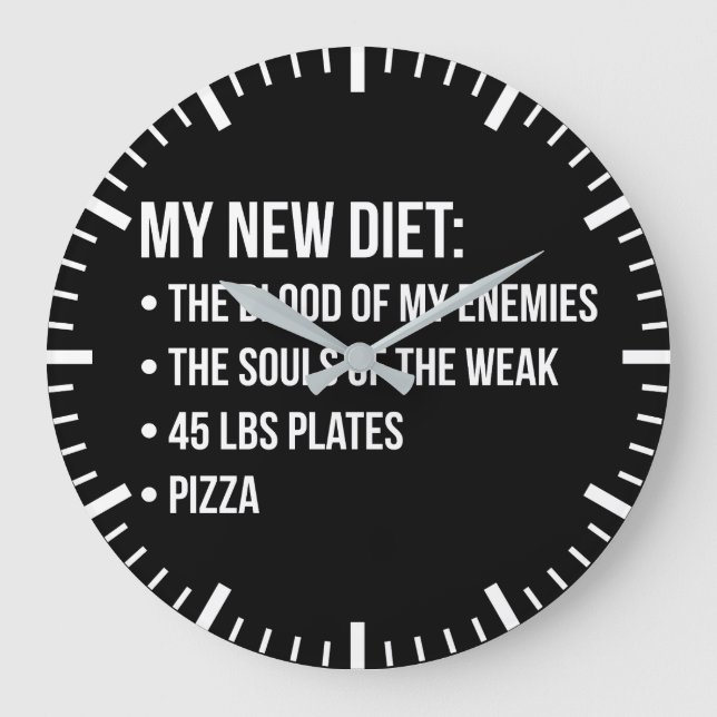 Gym Humor - Diet - Blood, Souls, Pizza - Funny Stor Klocka (Framsida)