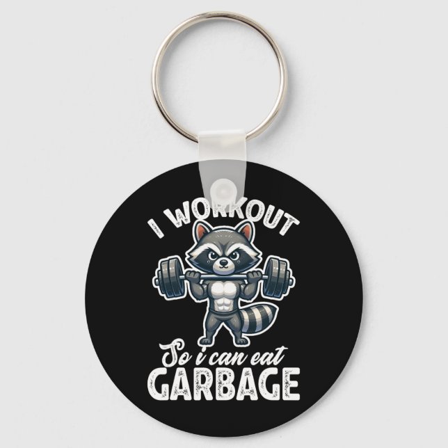 Gym I Workout So I Can Eat Garbage Raccoon Weight  Nyckelring (Framsida)
