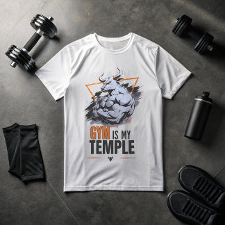 Gym Is My Temple Bull Grafisk T-Shirt | Motivation