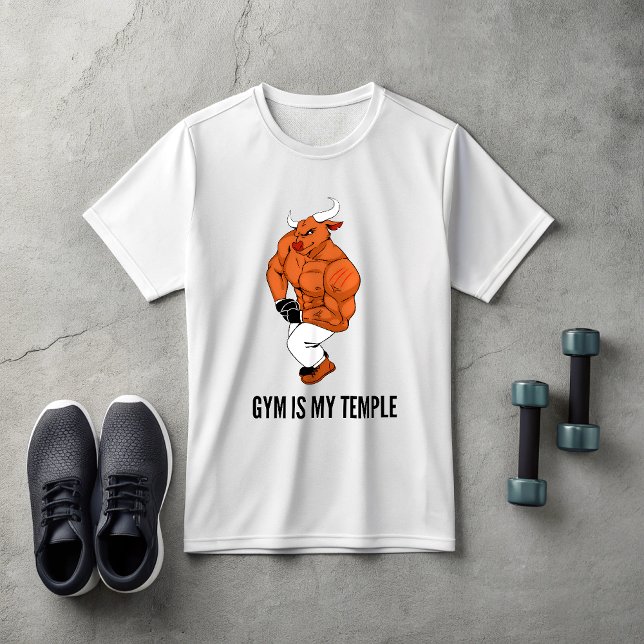 Gym Is My Temple Bull T-Shirt | Bodybuilding  (Skapare uppladdad)