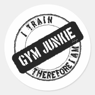 GYM JUNKIE I TÅG ÄR JAG DÄRFÖR Svart. Runt Klistermärke