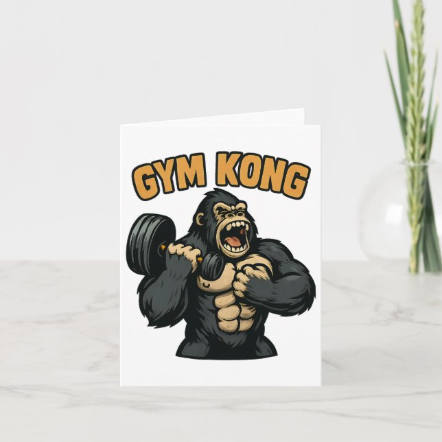 Gym Kong Funny Bodybuilding Fitness Gorilla Beast Kort (Framsida)
