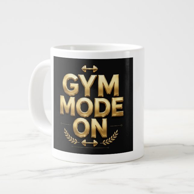 Gym Läge På Guld Mugg - Fitness Kaffe Mugg Jumbo Mugg (Framsida vänster)