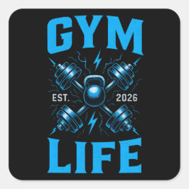 Gym Life Est. 2026 – New Chapter Fitness Fyrkantigt Klistermärke
