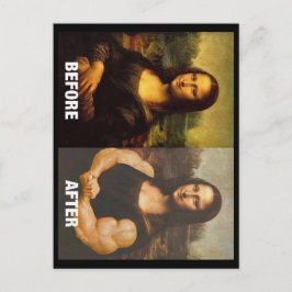 Gym Mona Lisa Före & Efter Rolig Fitness Vykort