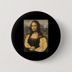 Gym Mona Lisa Muscle Roligt Workout Fitness Bodybu Knapp