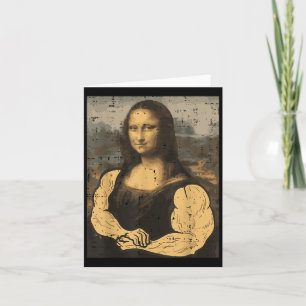 Gym Mona Lisa Muscle Roligt Workout Fitness Bodybu Kort