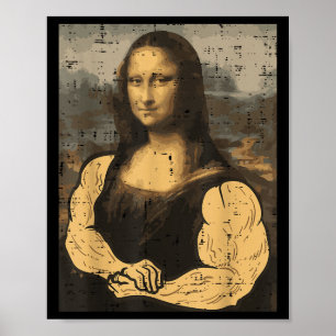 Gym Mona Lisa Muscle Roligt Workout Fitness Bodybu Poster