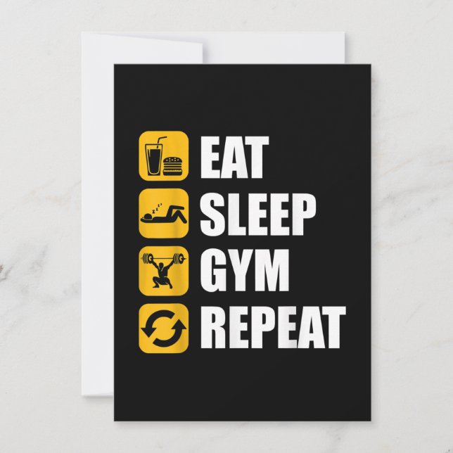 Gym Motivationsoffert Eat Sleep Gym Repea Inbjudningar (Framsida)