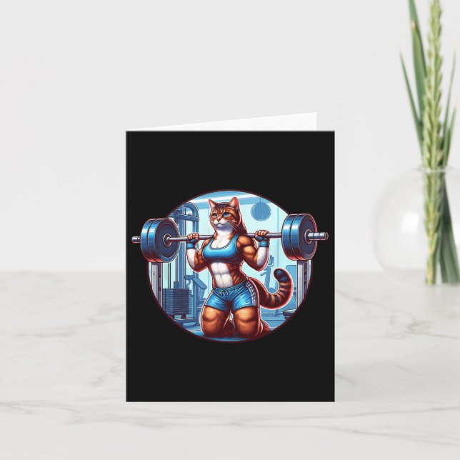 Gym Muscle Girl med Barbell Power Beauty Bodybu Kort (Framsida)