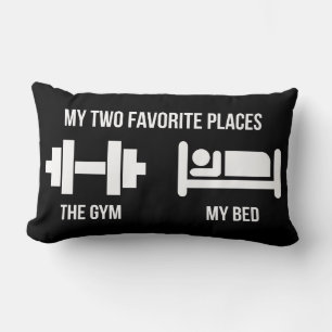 Gym och Bed - Tecknad Pictogram - Novelty Lumbarkudde