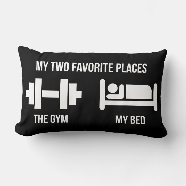 Gym och Bed - Tecknad Pictogram - Novelty Lumbarkudde (Framsida)
