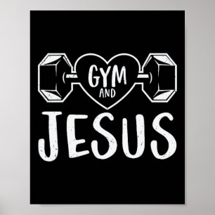 Gym och Jesus Gym Fitness Liiting Weights Body Bui Poster