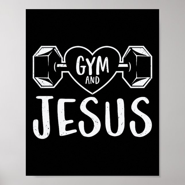 Gym och Jesus Gym Fitness Liiting Weights Body Bui Poster (Framsidan)