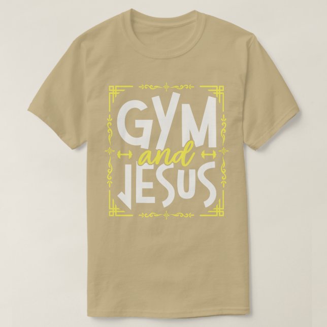 Gym och Jesus Gym Fitness Liiting Weights Body Bui T Shirt (Design framsida)