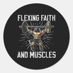 Gym och Jesus kristen kroppsbyggare religiös kropp Runt Klistermärke