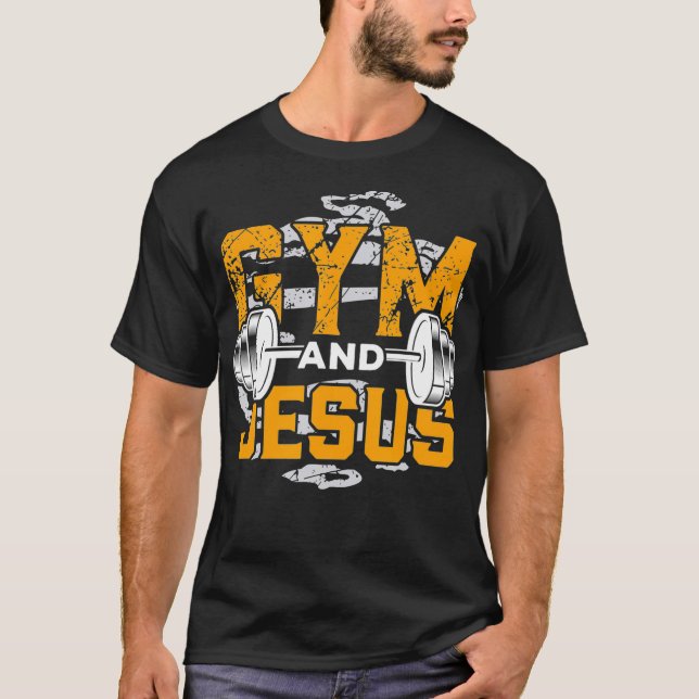 Gym och Jesus Shirt Jesus Workout Jesus Fitness T Shirt (Framsida)