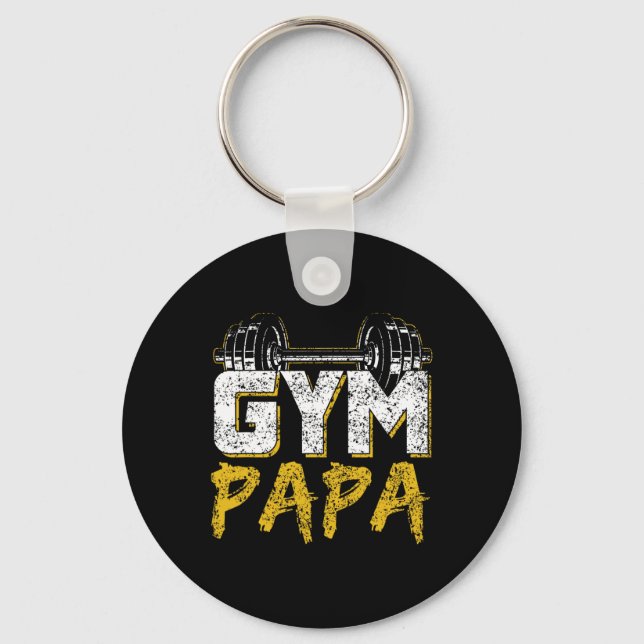 Gym Pappa Training Weightlyftning Fitness Workout  Nyckelring (Framsida)