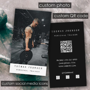 Gym Personal Trainer Fitness Photo QR-kod Visitkort